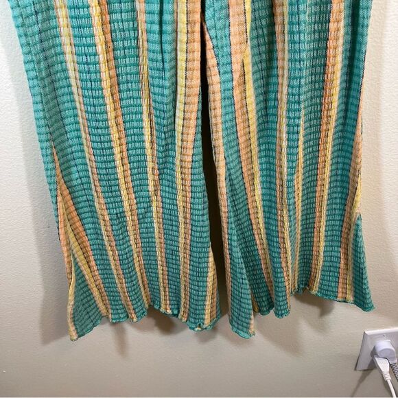 ✨ Free People Women’s Fine Line Slim Pants Aqua Orange Yellow Stripe XS - Picture 4 of 15